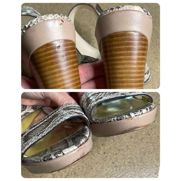 Coach Kensington Snake Print Ankle Wrap Platform Heeled Sandals 8.5 Nude, Taupe - Picture 7 of 12
